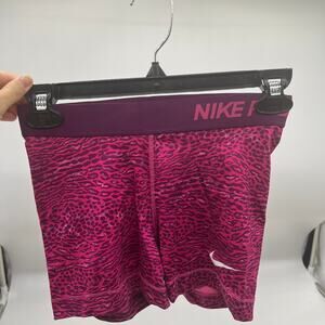 Nike Pro Animal Print Compression Shorts Pink Color Size Small